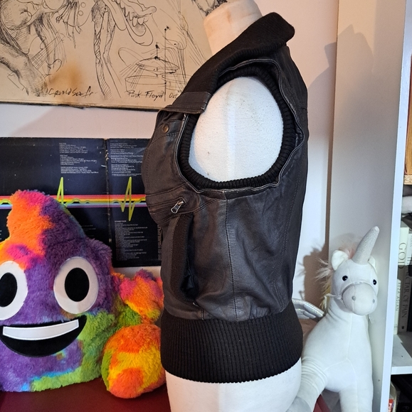 🌈MANGO LEATHER VEST SMALL - Picture 6 of 8